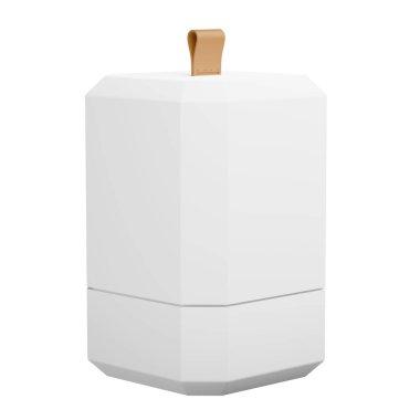 Sekizgen kutu ve esnemiş kahverengi deri güzel ve temiz bir görünüme sahip ve ayrılmış beyaz arka plan reklamlar için çok uygundur..