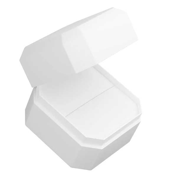 白い背景に隔離されたリングやジュエリー浮動小数点のためのジュエリーギフトボックスモックアップは 3Dレンダリングに非常に適しています — ストック写真