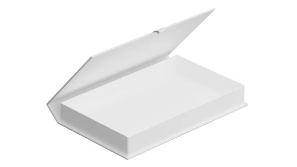 Прямоугольная Белая Коробка Подарок Шаблон Выглядит Красиво Чисто Изолированы Белом — стоковое фото
