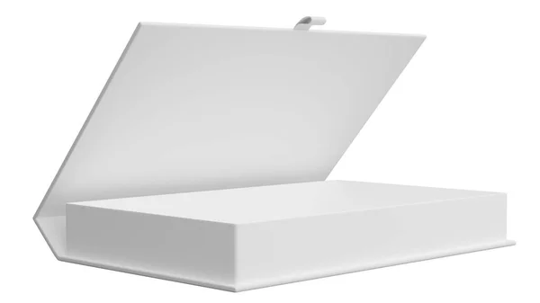 Прямоугольная Белая Коробка Подарок Шаблон Выглядит Красиво Чисто Изолированы Белом — стоковое фото