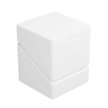 Dikdörtgen köşegen kutu güzel ve temiz görünüyor, beyaz arkaplanda izole edilmiş, sunumlar, reklamlar, kutu modellemeleri, 3D görüntüleme için uygun.