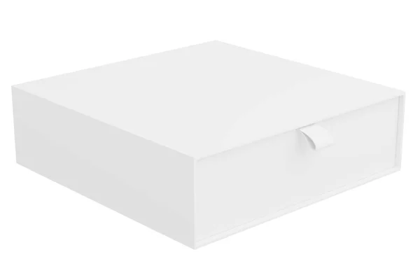 長方形の白いギフトボックスパターンは プレゼンテーション ボックスモックアップ 3Dレンダリングに適して 白の背景に美しく きれいに見えます — ストック写真