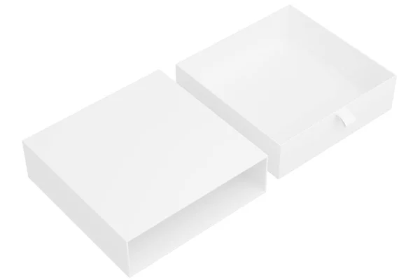 矩形白色礼品盒图案在白色背景上看起来美观整洁 适于展示 盒子造型 3D渲染 — 图库照片
