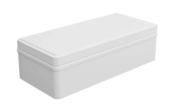 Caja Blanca Blanco Para Maqueta Aislado Sobre Fondo Gris Renderizar —  Fotos de Stock