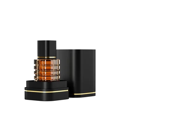Prachtige Luxe Parfumfles Zwarte Doos Geïsoleerd Witte Achtergrond Perfect Voor — Stockfoto