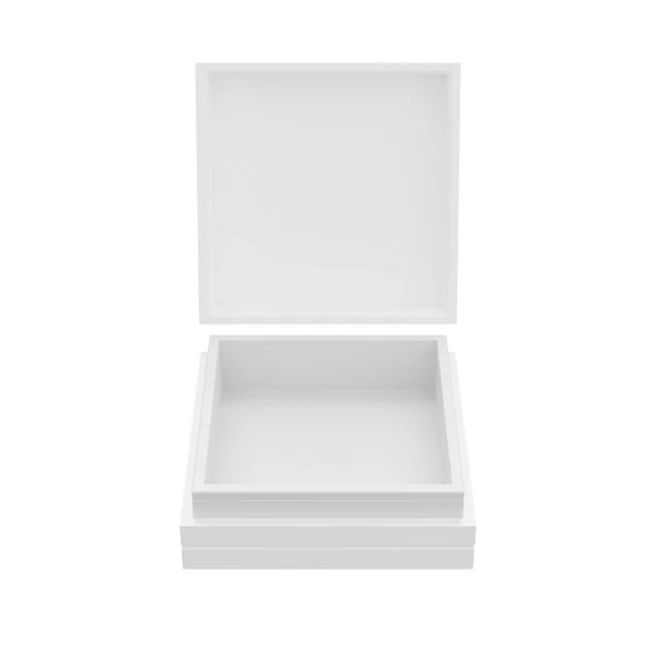 長方形の白いボックスパターンは プレゼンテーション ボックスモックアップ 3Dレンダリングに適して 白の背景に美しく きれいに見えます — ストック写真