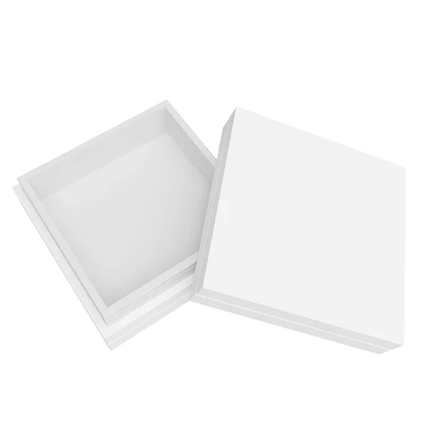 Patrón Rectangular Caja Blanca Hermoso Limpio Aislado Sobre Fondo Blanco — Foto de Stock