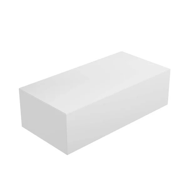 Λευκό Ορθογώνιο Χάρτινο Κουτί Φαίνεται Όμορφο Και Καθαρό Λευκό Φόντο — Φωτογραφία Αρχείου