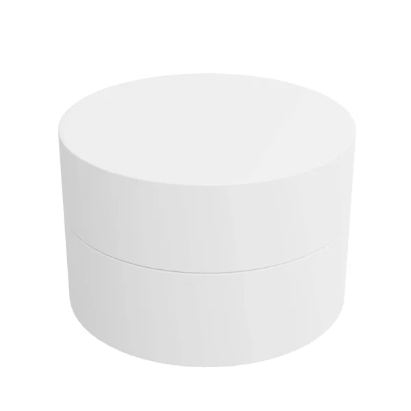 Λευκό Στρογγυλό Χάρτινο Κουτί Φαίνεται Όμορφο Και Καθαρό Λευκό Φόντο — Φωτογραφία Αρχείου