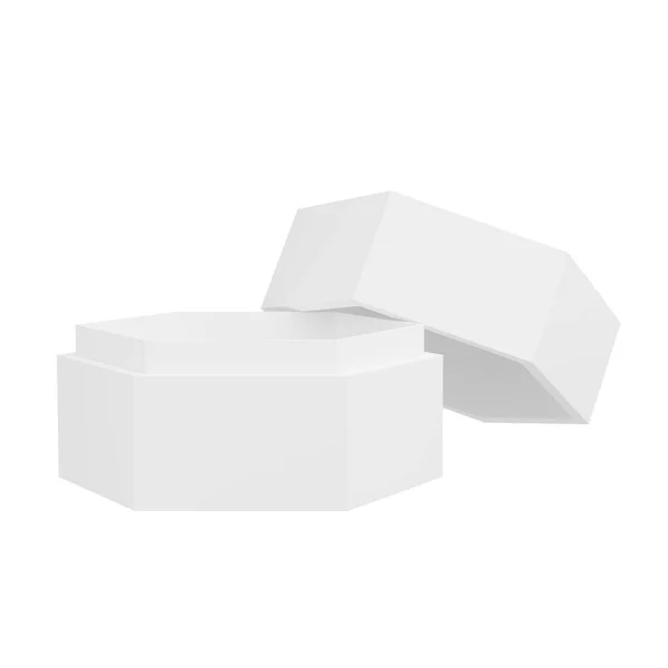 Altıgen Kutunun Güzel Temiz Bir Görüntüsü Var Ayrılmış Beyaz Arkaplan — Stok fotoğraf