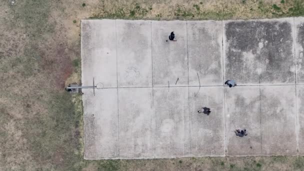 Aerial View Young Men Playing Football — Stock Video