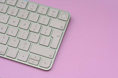 High angle view of wireless keyboard