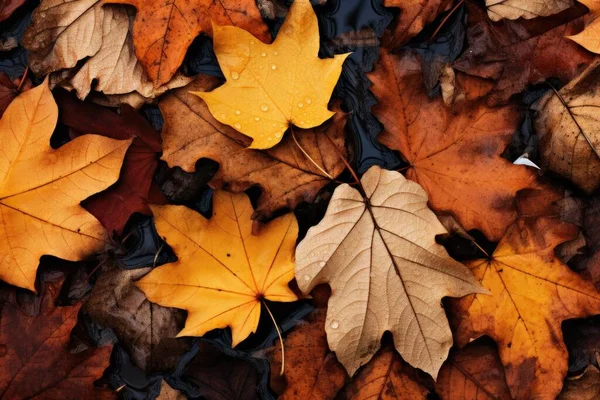 Zblízka Záběr Podzimního Spadaného Listí Stock Snímky