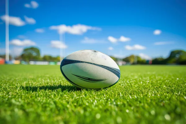 Gros Plan Ballon Rugby Sur Terrain Images De Stock Libres De Droits