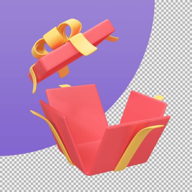 Özel bir festivalde hediye olarak hediye paketini aç. kırpma yolu ile 3d illüstrasyon.