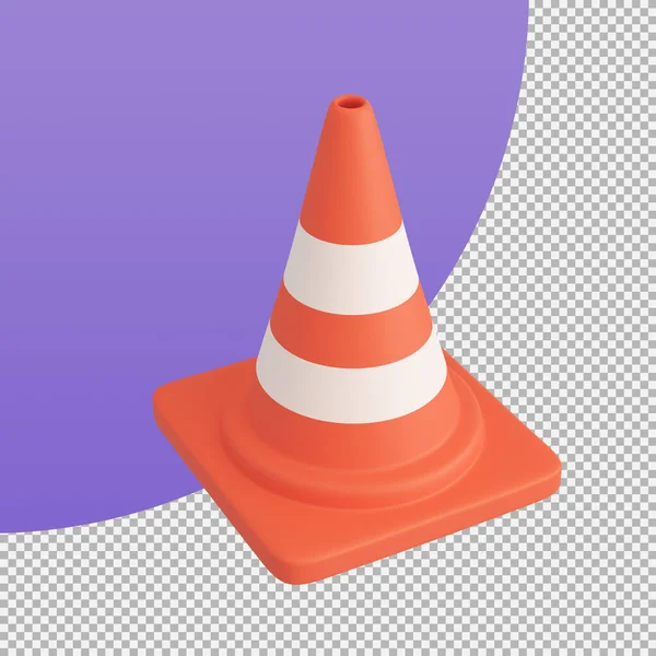 orange traffic cone construction improvement zone. 3d illustration with clipping path.