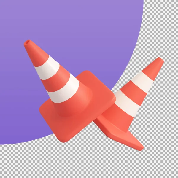 orange traffic cone construction improvement zone. 3d illustration with clipping path.