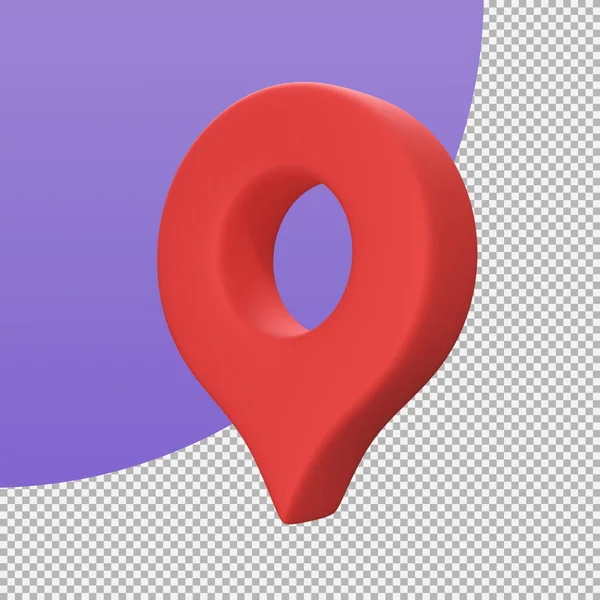 用红针指向地图上的目的地 3D图解 附有裁剪路径 — 图库照片