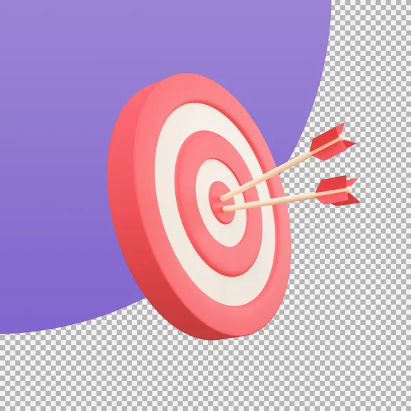 Arrows shot in the center of the target Marketing analysis concept for business goals. 3d illustration with clipping path.