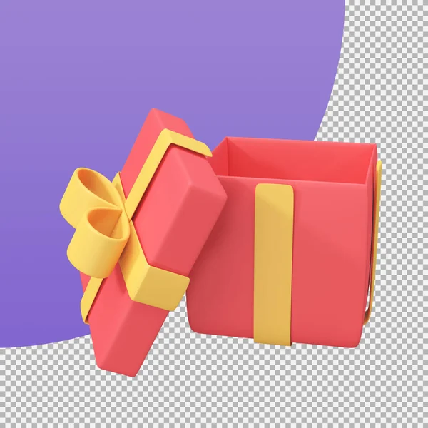 open gift box surprise give as a gift during special festival. 3d illustration with clipping path.