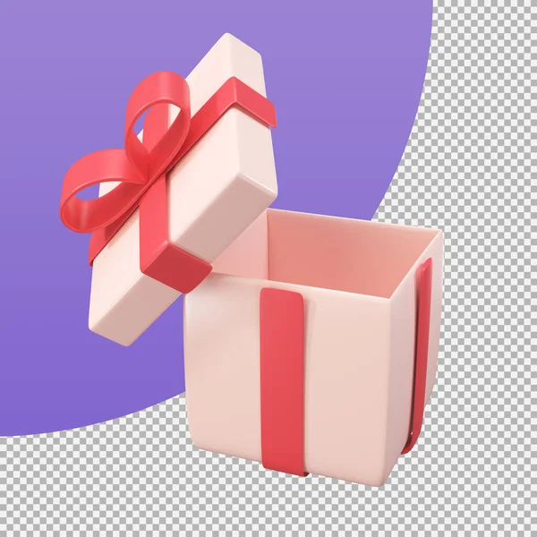 open gift box surprise give as a gift during special festival. 3d illustration with clipping path.