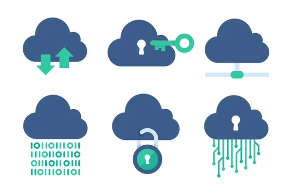 Cloud Computing Candado Que Cierra Las Nubes Concepto Prevenir Pérdida — Vector de stock