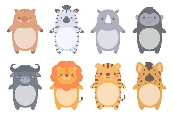 Cute Wild Animal Cartoon Text Frame Decorating Schedule Notebook — Stock Vector