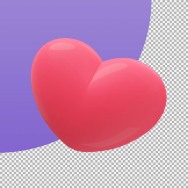 Sevgililer Günü 'nde Parlak Kalp Balon Şeklinde Aşk İfadesi. kırpma yolu ile 3d illüstrasyon.