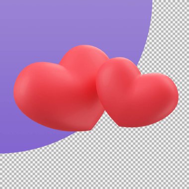 Sevgililer Günü 'nde Parlak Kalp Balon Şeklinde Aşk İfadesi. kırpma yolu ile 3d illüstrasyon.