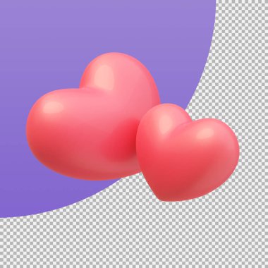 Sevgililer Günü 'nde Parlak Kalp Balon Şeklinde Aşk İfadesi. kırpma yolu ile 3d illüstrasyon.
