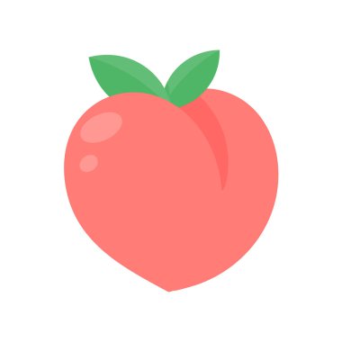 Şeftali vektörü. Pembe kalp şeklinde şeftali sağlıklı tatlı meyve