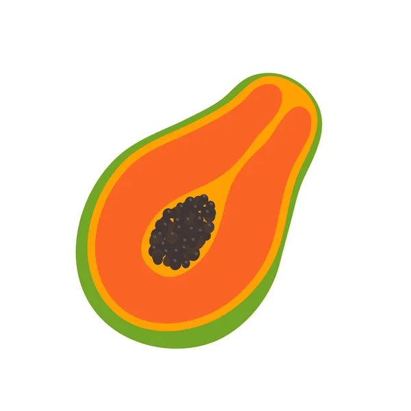 Reife Papaya Halbieren Bis Die Samen Inneren Sichtbar Sind — Stockvektor