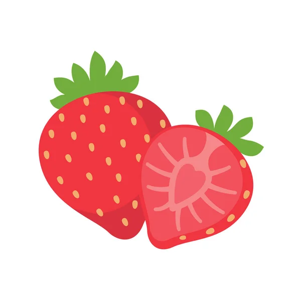 Jordgubbsvektor Sött Röd Frukt Halverad För Uppfriskande Sommarjuice — Stock vektor