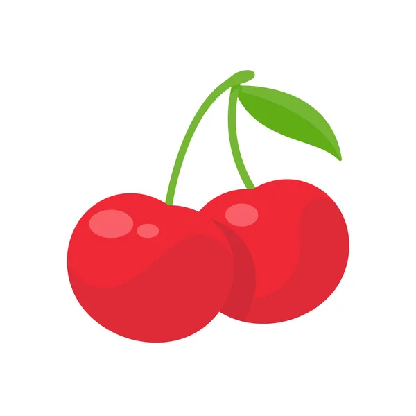 Vektor Glänsande Ljusa Röda Körsbär Citrusbär Ger Friska Vitaminer — Stock vektor