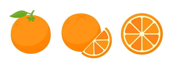 Orangenfrüchte Orangenfrüchte Stücke Geschnitten Saft Herzustellen — Stockvektor