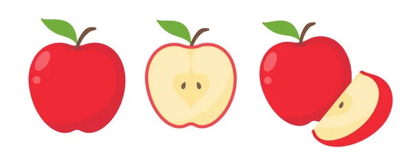 Red Apple Vector Healthy Sweet Fruit — Stock Vector