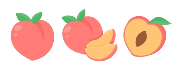 Διάνυσμα Ροδάκινου Ροζ Καρδιά Σχήμα Ροδάκινο Υγιές Γλυκό Φρούτο — Διανυσματικό Αρχείο
