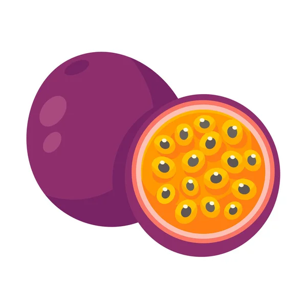 Félig Golgotavirág Gyümölcs Egészséges Gyümölcsök Vegetáriánusok Számára — Stock Vector