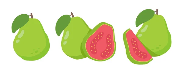 Grüne Guave Süße Früchte Mit Hohem Vitamin Für Vegetarier — Stockvektor