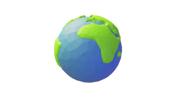 Wirująca Mapa Świata Globus Wokół Siebie Pętla Kanałem Alfa Separacji — Wideo stockowe