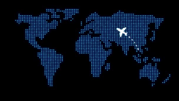 Маршрут Літака Літак Висів Пунктирну Лінію Подорожувати Світу — стокове відео
