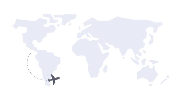 Uçak Rotası Uçak Noktalı Çizginin Üzerinde Asılı Kaldı Dünyayı Dolaşmak — Stok video