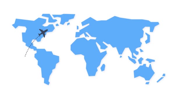 Trasa Samolotowa Samolot Unosił Się Kropkowanej Linii Podróżować Świecie — Wideo stockowe