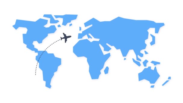 Uçak Rotası Uçak Noktalı Çizginin Üzerinde Asılı Kaldı Dünyayı Dolaşmak — Stok video
