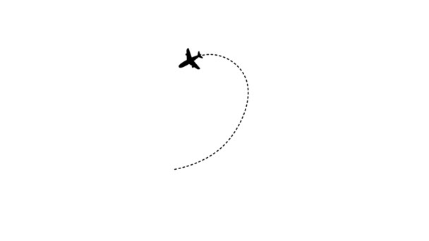 飛行機のルート 飛行機は点線でホバリングした 世界中を旅して — ストック動画