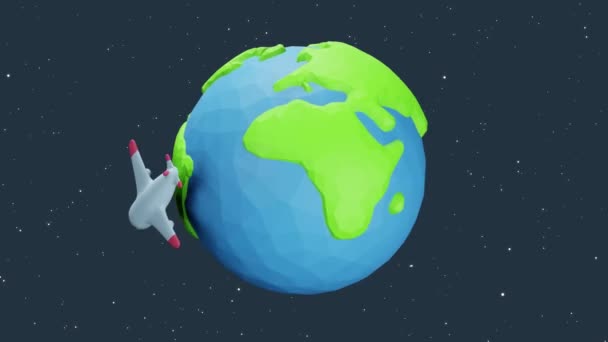 飞机航线 飞机在虚线上盘旋 环球旅行 — 图库视频影像