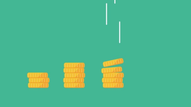 Las Monedas Oro Caen Alcancía Ahorro Para Jubilación Animación Con — Vídeo de stock