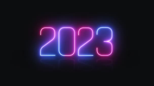 2023 Text Neon Line Motion Ilminates Welcome New Year — Stock video
