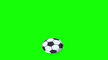 zıplayan futbol topu yeşil ekran arka planında hareket döngüsü