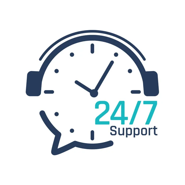 Stunden Service Symbol Kopfhörer Talk Support Telefon Zur Beratung Von — Stockvektor